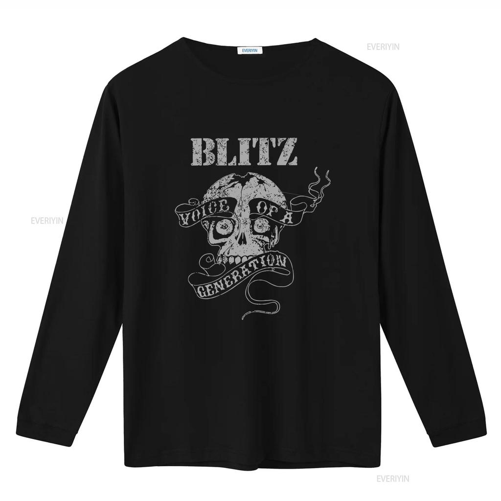 BLITZ Voice of a Generation Skull Print Black T Shirt for Men Small vintage Washed Breathable homme streetwear Casual Unisex