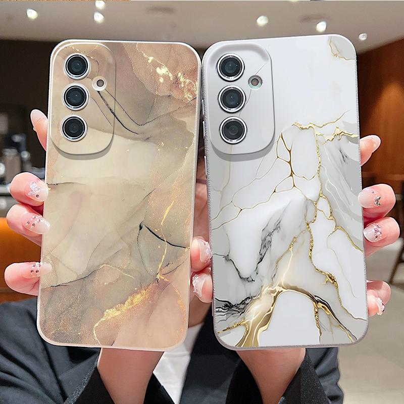 Colored Marble Patterned Phone Case For Samsung Galaxy S26 S25 S24 S23 Ultra S22 Plus S25 FE Edge Soft TPU Leather Texture Cover