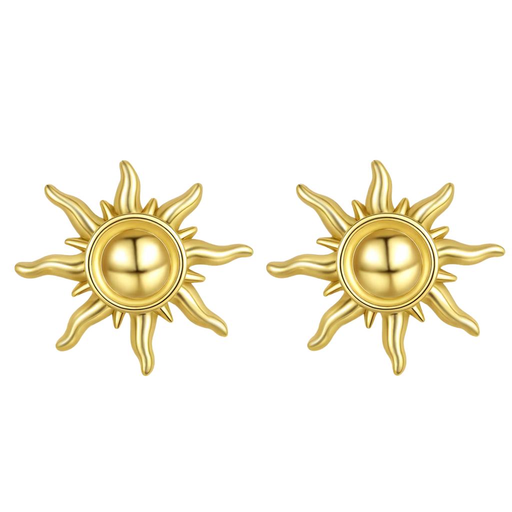 925 Silver Golden Sun Ear Rings Irregular Geometry Star Ear Jewelry Wedding Jewelry Zircon Stone Earrings for Women