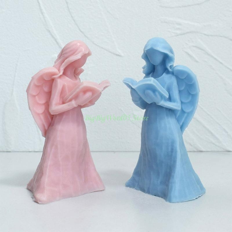 24TE Guardian Holds Book Silicone Mould Little Girl Molds Resin Molds DIY Castings Molds Home Decorations