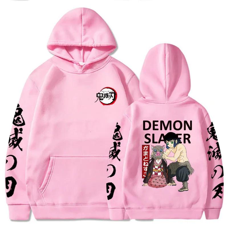Demon Slayer Inosuke Hashibira Hoodies Anime Kimetsu No Yaiba Hooded Cute Kawaii Oversized Hoody Tops Men Women Sweatshirts