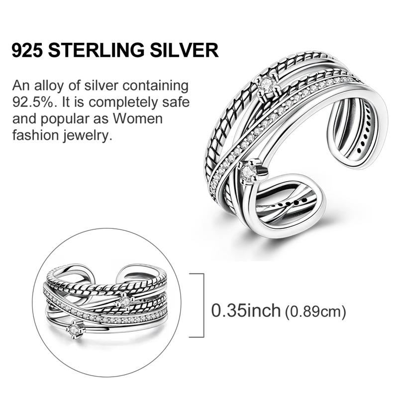 

Original 925 Silver Shine Zircon Wedding Ring Simple Ring for Women Love Fashion Stackable Rings Popular Anniversary Jewelry 8