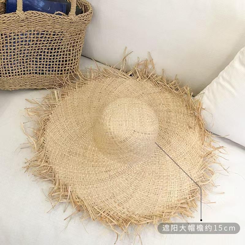 Summer Wind Big Brim Raffia Straw Hat Women's Beach Hat Travel Seaside Vacation Sun Hat