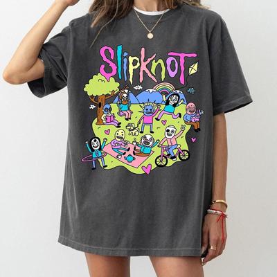 Slipknot Vintage Kreslená Grafika | Vtipné Paródia Tričko Metalovej Kapely Unisex Unisex Tričko
