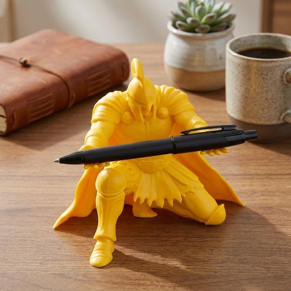 3D Printed Kneeling Knight Pen Rack Vintage Figurine Fountain Pen Holder  Birthday Gift