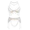 Multipurpose Crystals Embellished Body Jewelry Set with Adjustable Waist Belly Chain and Bra Fashion Accessory
