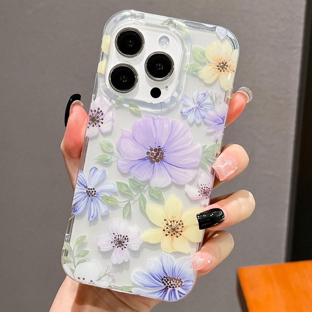 

For iPhone 15 Pro Max Case IMD Floral Pattern TPU+PC Protective Phone Cover F6
