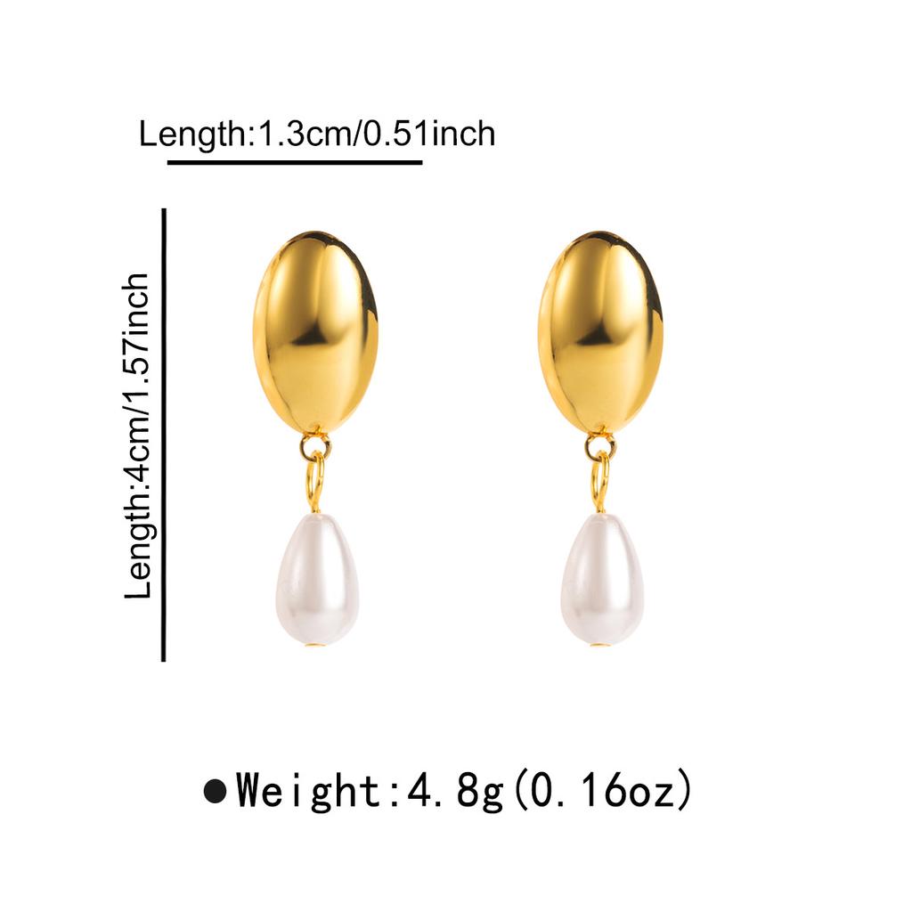 European American Ins Style French Pearl Earrings For Women High Grade Ear Drops Simple Stainless Steel Vintage Stud Earrings