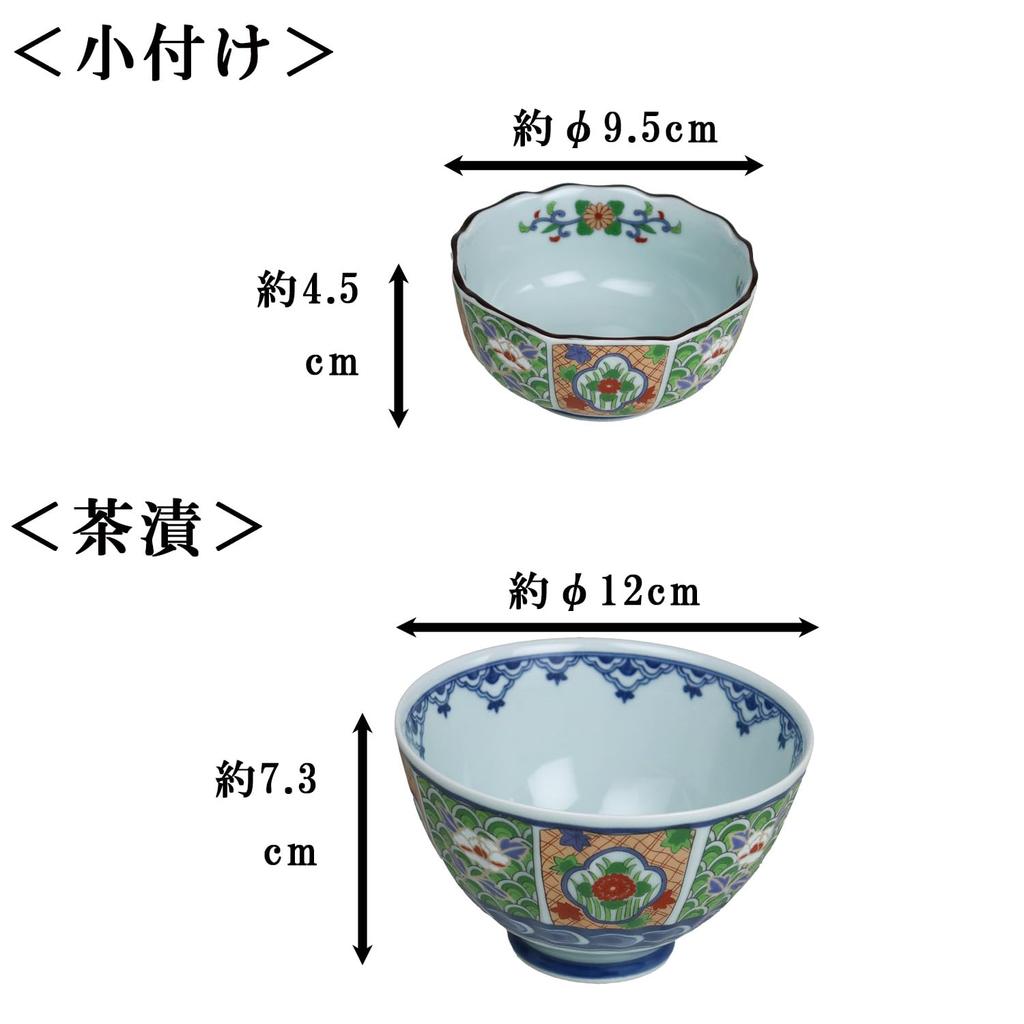 Yuuki Roman, Old Imari Style, Gorgeous 4-Piece Set: Small Plate, Bowl, and Plate for Tea and Rice Ceremony [Arita Ware, Made in Japan]
