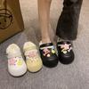 2025 autumn and winter new fashion outer wear muffin thick-soled warm cotton slippers cute cartoon star hole shoes women