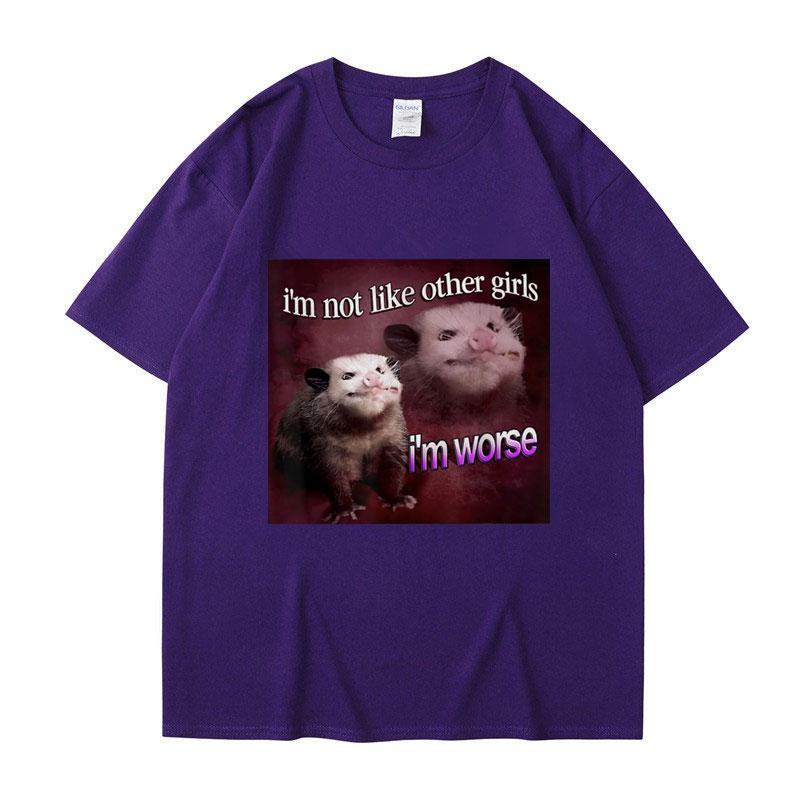 Im Not Like The Other Girls Im Worse Print T Shirt Funny Opossum Short Sleeve Unisex Women Tee Shirt Oversized Cotton Streetwear