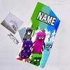 1pc 3D-Number-Blocks-Cartoon Beach Towel with Custom Name, Beach/Swimming/Bath/Picnic/Camping Towel, Suitable for Seaside Beaches
