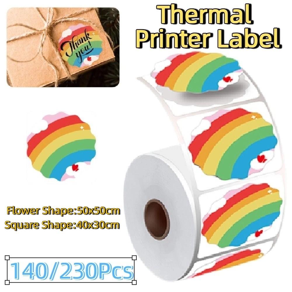140/230Pcs Rainbow Blank Label Sticker Self-Adhesive Thermal Paper Office School Supplies