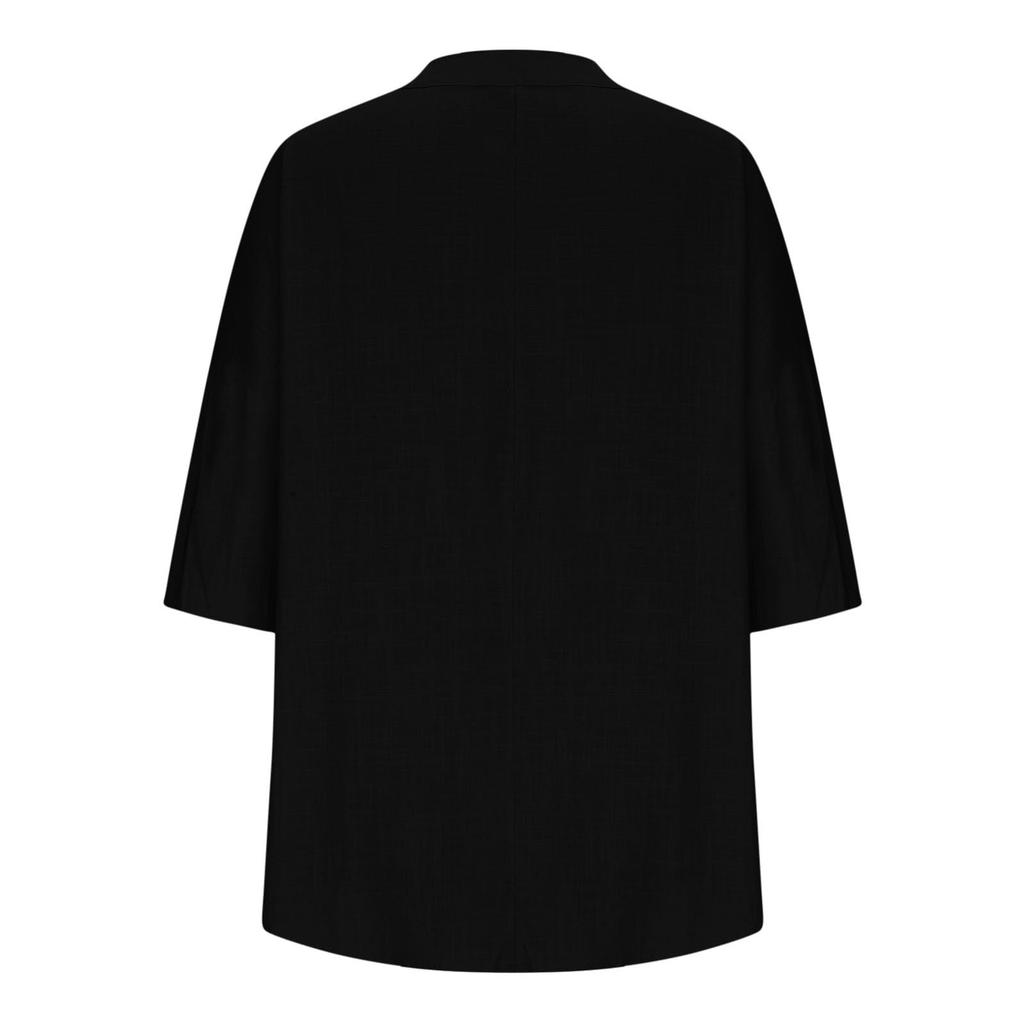 Womens Casual Loose Fit V Neck Three Quarter Sleeve Blouse Lightweight Pullover Tunic Top for Everyday Wear