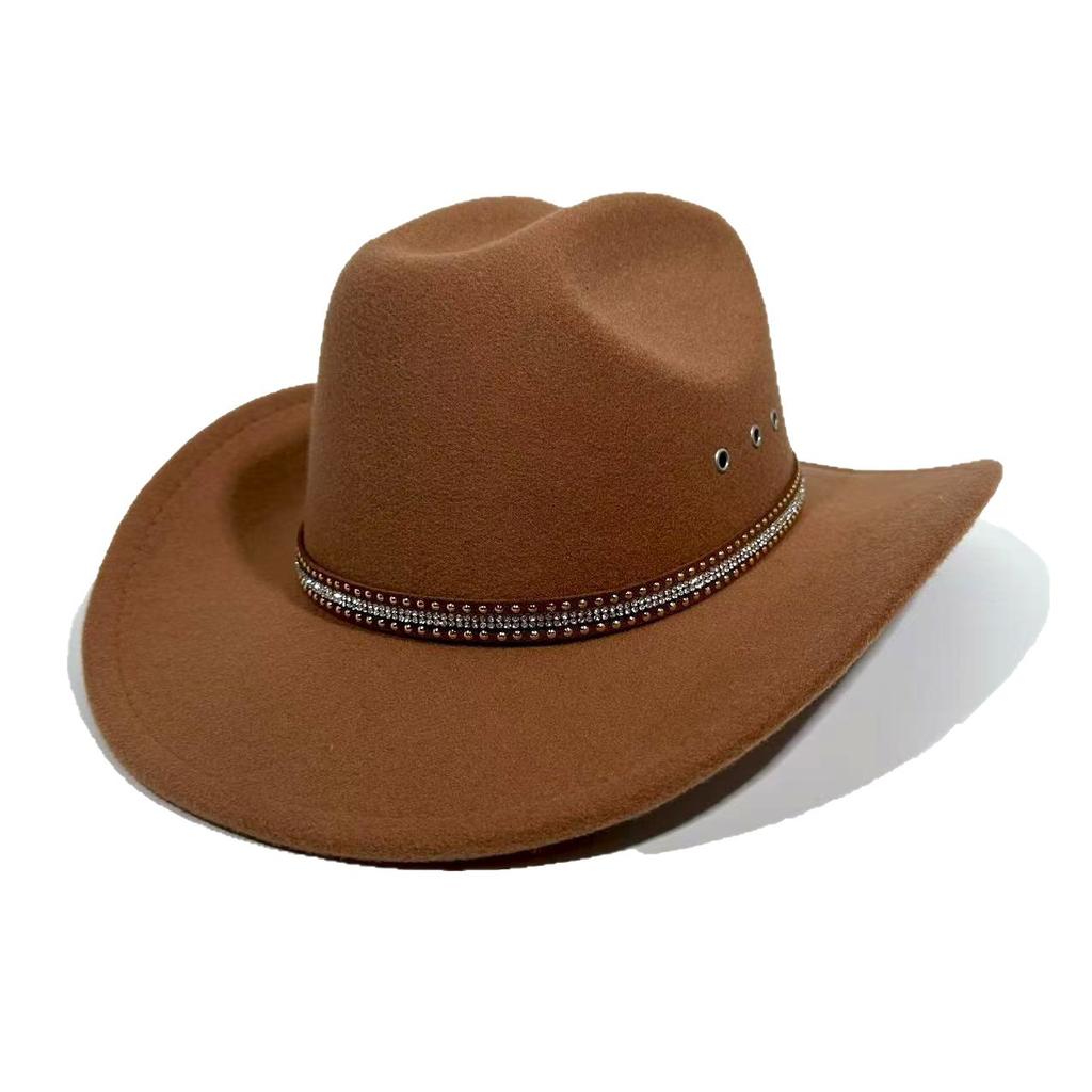 European And American Classic Western Cowboy Hat Woolen Big Brim Men'S And Women'S Knight Hat Outdoor Hat Sunshade Sunscreen Top Hat