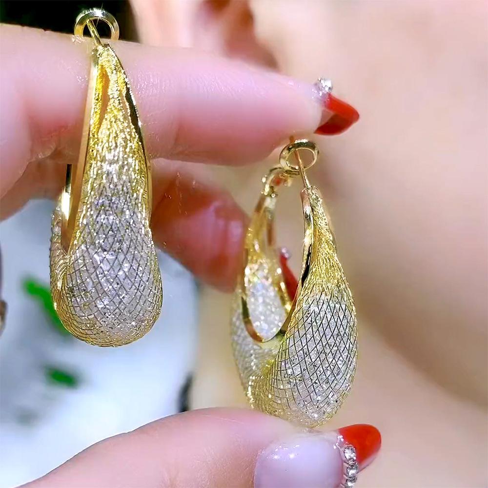 Silver Needle Reticulated Zircon Earrings Women s, Temperament Versatile Circle Earrings Geometric Ear Buckles 925 silver needle