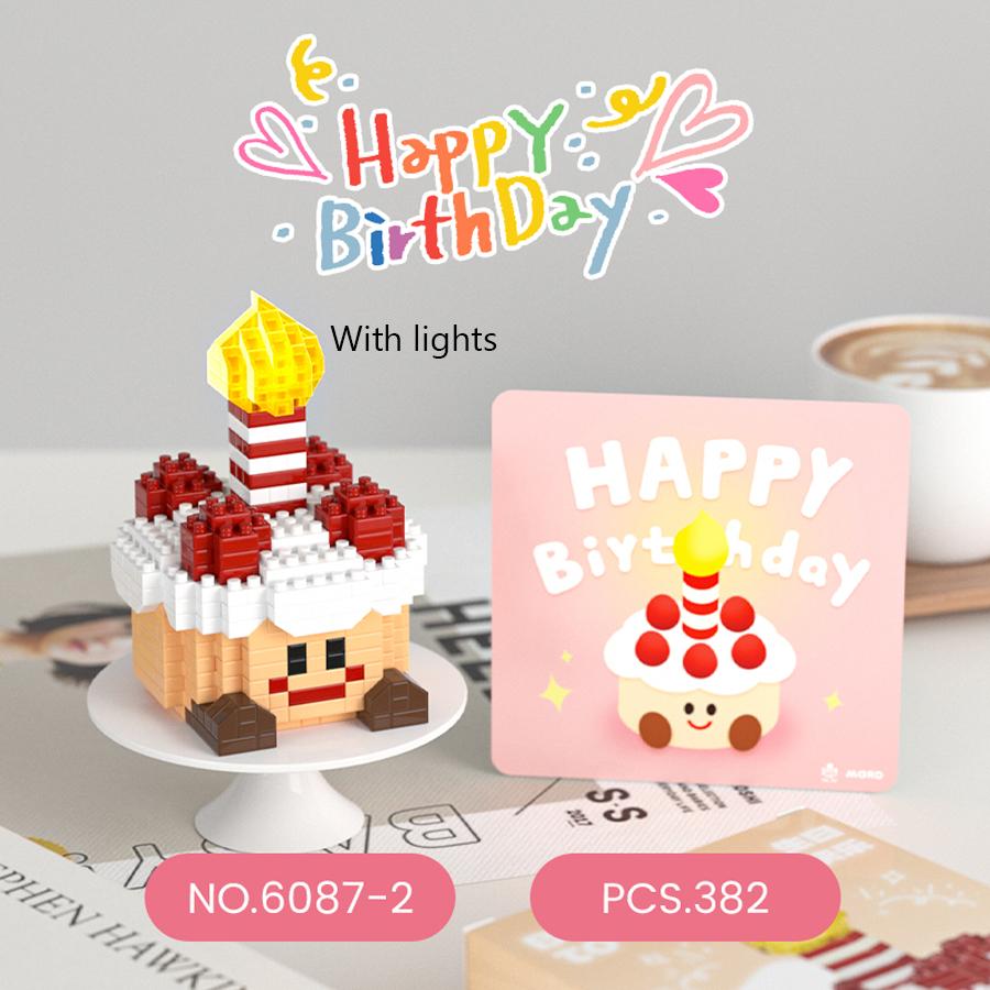 

Non-Toxic Creative Birthday Gifts Diy Mini Cake Micro Blocks Children Toys Educational Toys Building Blocks With Lights With box