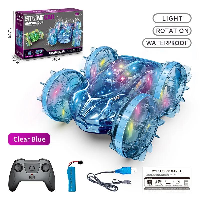 

Non-Toxic Remote Control Car Rc Stunt Car Drift Racing Vehicle 2.4G 5Ch Double-Sided Amphibious Cars Transparent Lights Electric Toys Children