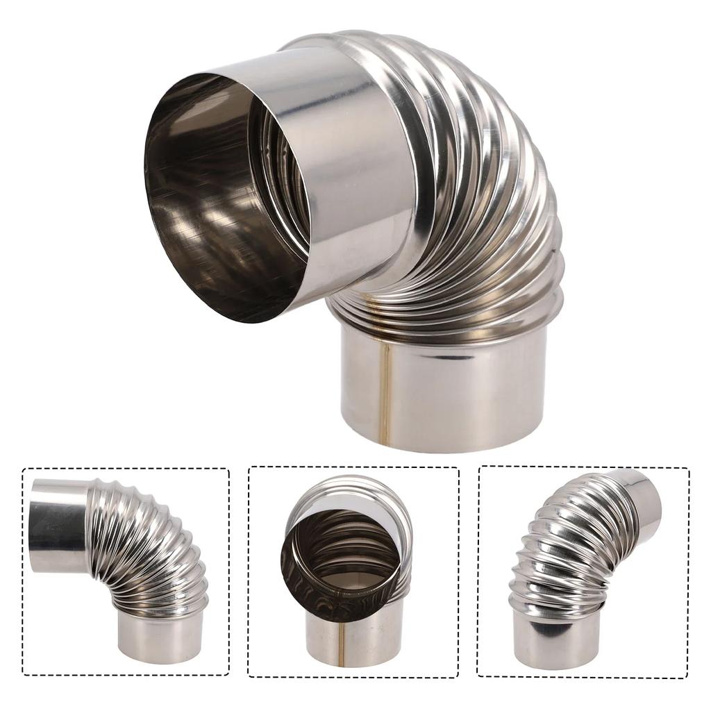 Gaswasserheizer Abgasrohrbogen Abgasrohrbogen Rauchrohr 90-Grad-Bogen Kaminfutter Bogen Edelstahl Abgas Ofen Kaminrohre