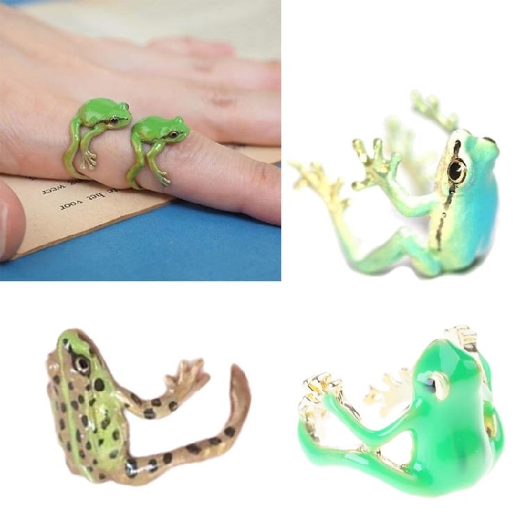 Eye Catching Tree Frogs Ring Allergy Free Alloy Finger Ring Adjustable Size Ring Stylish Jewelry for Men and Women
