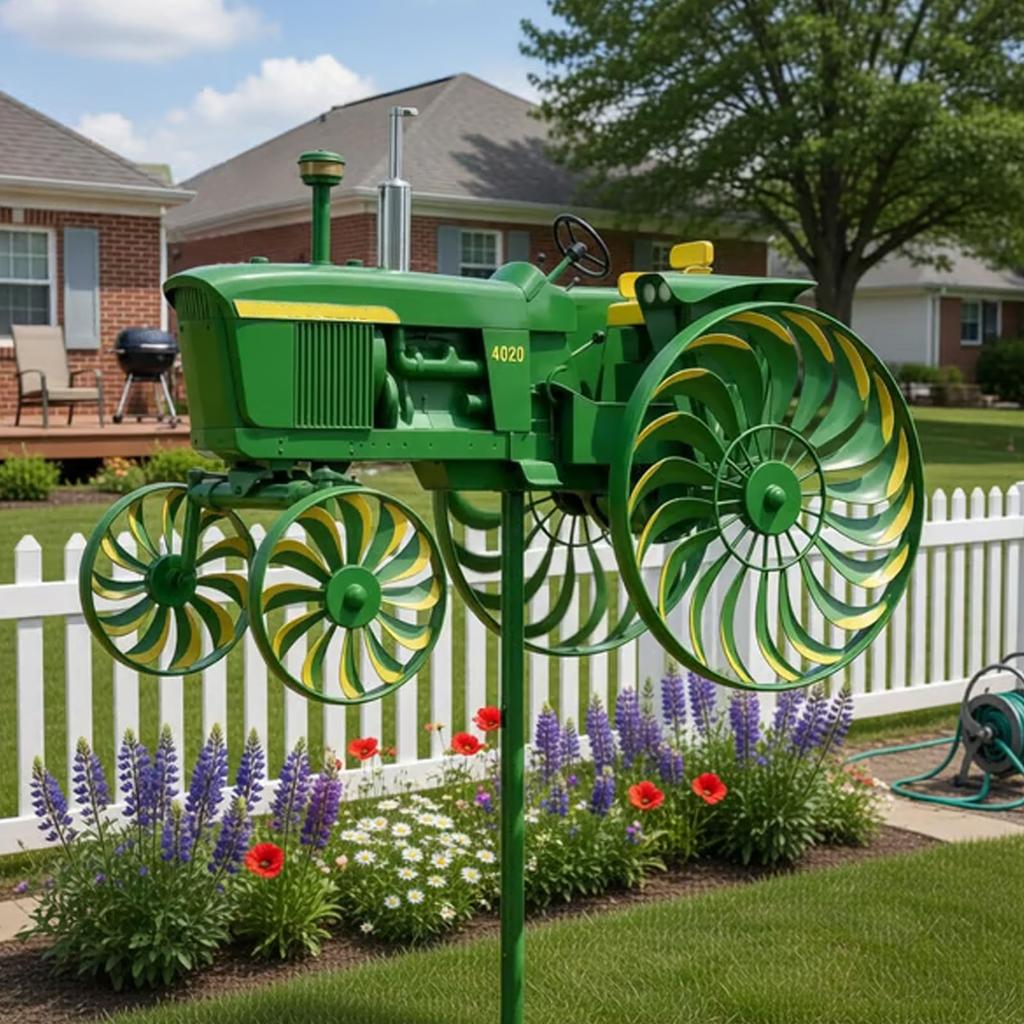 Tractor Windmill for Yard with Rotating Wheels Garden Windmill Yard Ground Stake Windmill Yard Art for Garden Patio Lawn Decor
