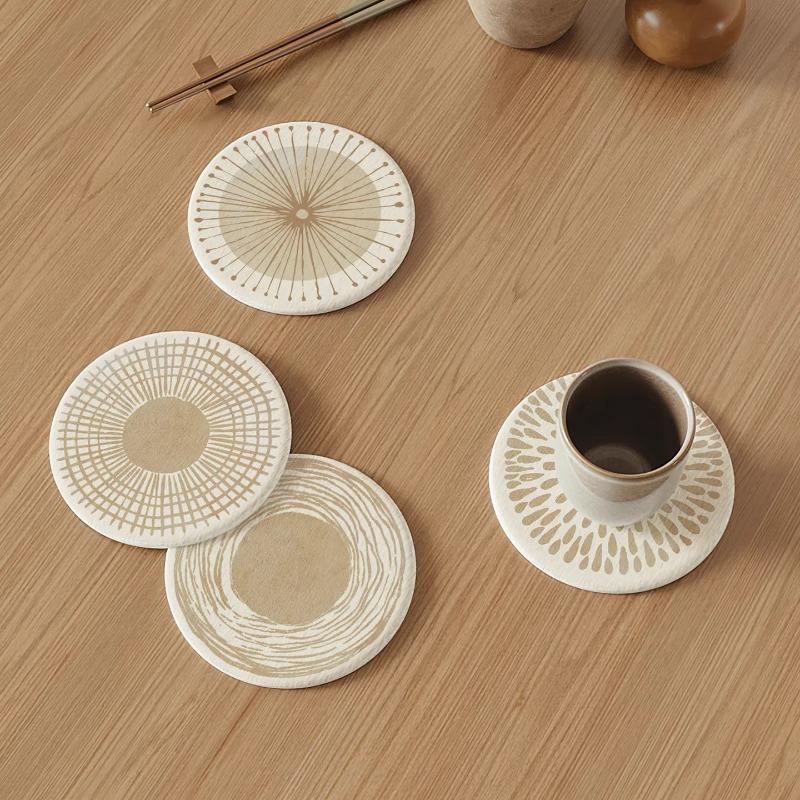 Wabi Sabi Style Japanese Hard Diatom Mud Coasters Absorbent Heat Resistant Pads for Coffee Tea Table Mat