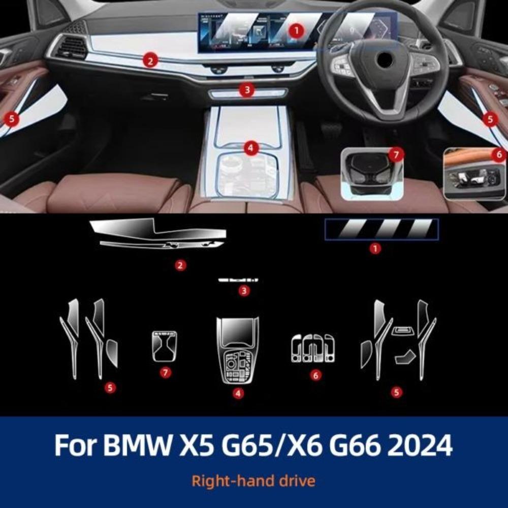 Car Interior TPU Protector Anti-scratch Film For BMW X5 X6 2024-2025 Auto Protective Transparent Anti-tear Stickers Accessories