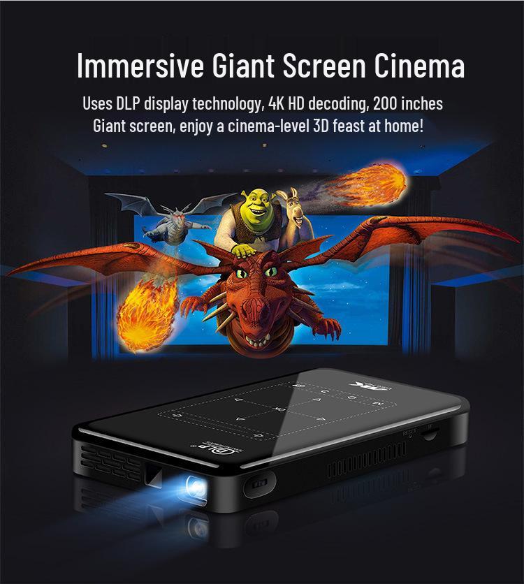 DLP 4K 3D HD Mini Projector with Mobile Connectivity, 2+32G
