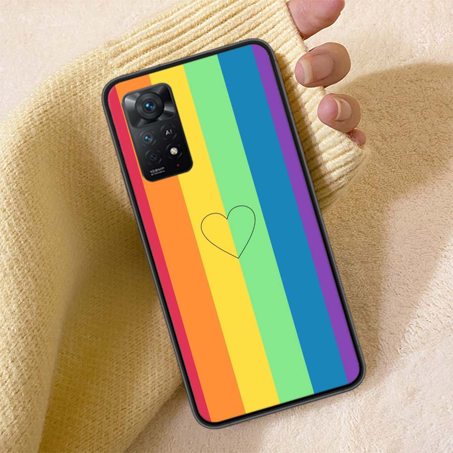 Rainbow Gradient Love Phone Case For Redmi Note 13 14 15 Pro Plus 12 13C 12C 15C 9 10 10C 9T 9C 9A TPU Soft Cover Clear Cell Cas