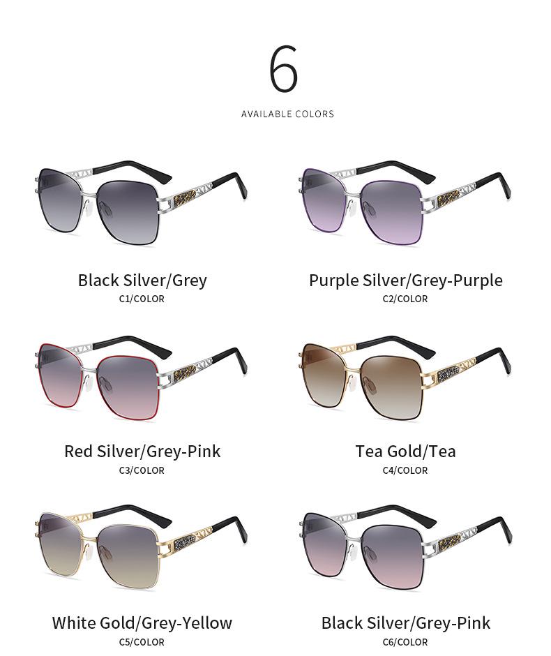 Women's 2022 Fashion Metal Polarized Rhinestone Sunglasses, Large Frame A683