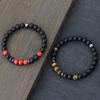 Frosted Black Onyx 8mm Tiger Eye Stone Beaded Bracelet Men Couple Natural Strings Casual Accessories Holiday Gifts