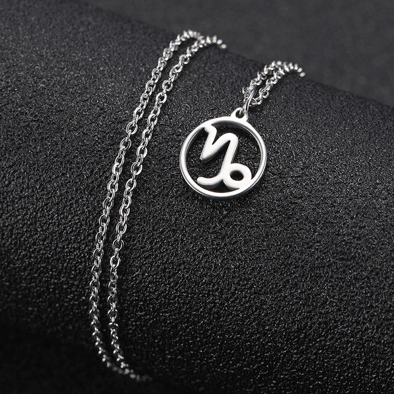 Teamer 12 Zodiac Stainless Steel Necklace Women Men Gemini Aries Libra Taurus Twelve Constellation Birthday Gifts Wholesale