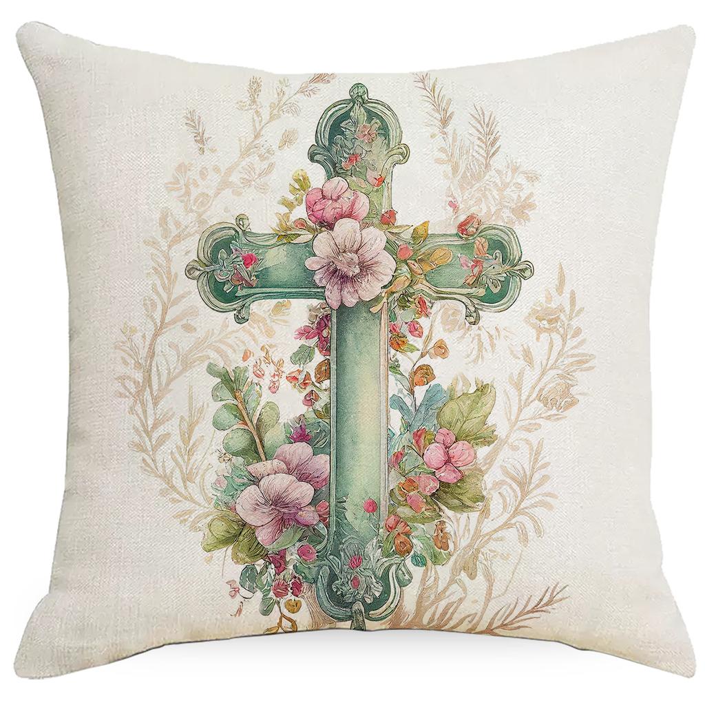 New Easter Pillowcase Spring Retro Rabbit Easter Egg Decorative Pillow Sofa Cushion Cover