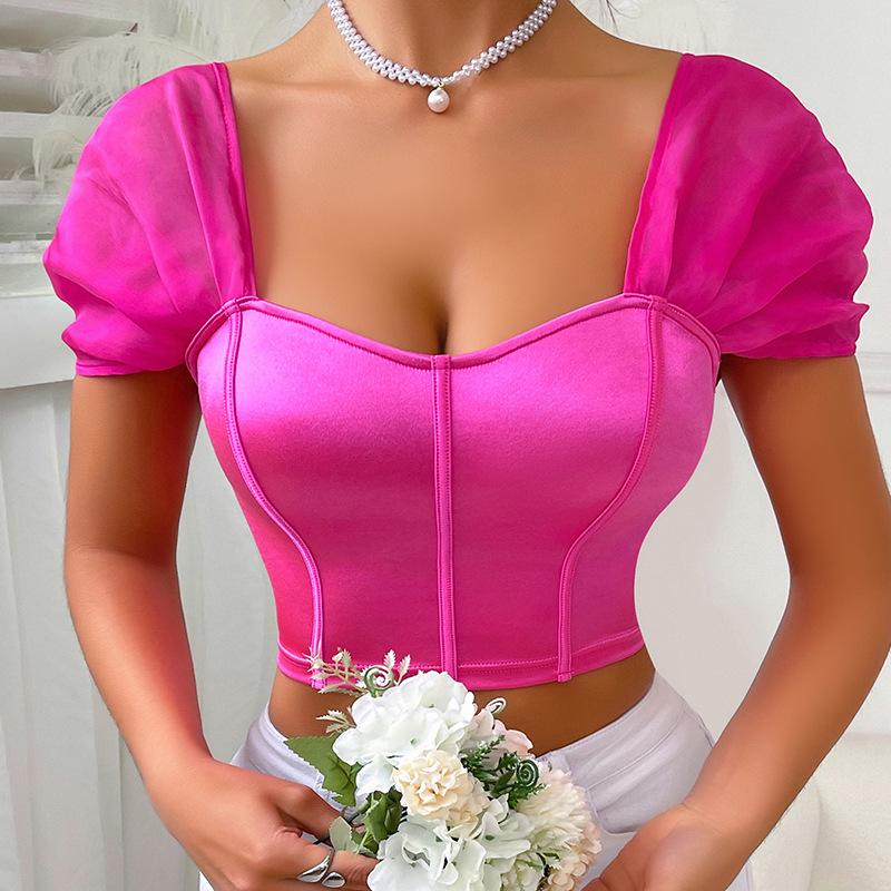 Sexy Satin French One-Shoulder Tube Top Vest