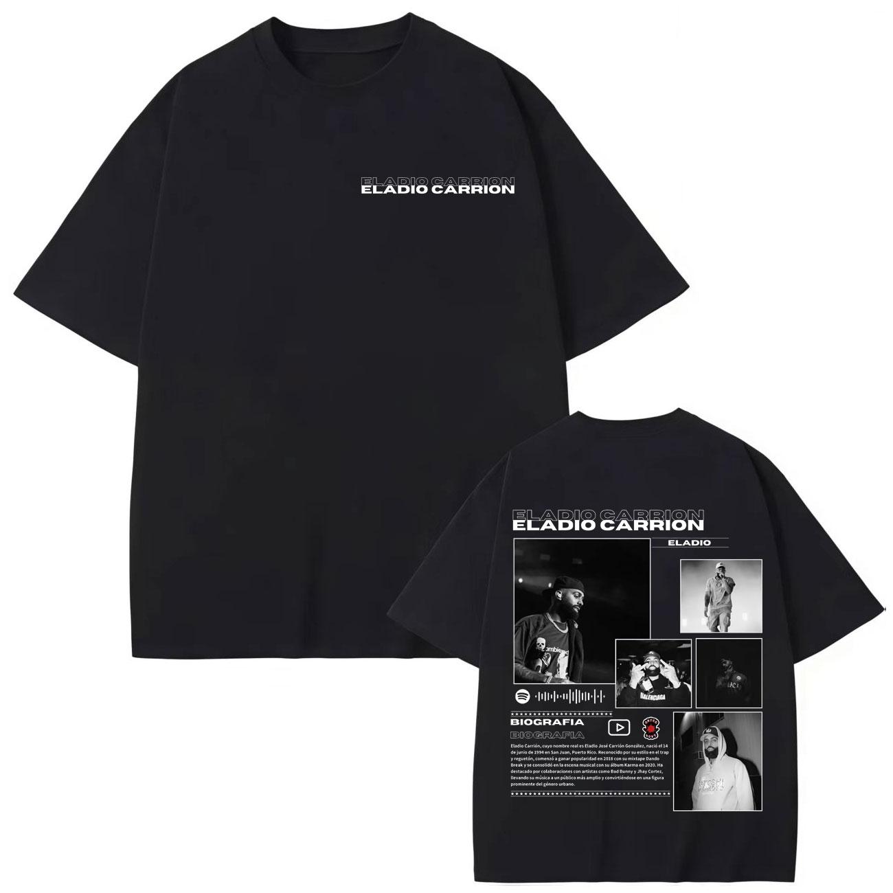 

Rapper Eladio Carrion Double Sided Print T-shirt Fashion Hip Hop Vintage Short Sleeve T-shirts Men Women Cotton T Shirts S