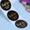 500Pcs Pink Black Handmade With For Your Order Sticker Heart Thanks Sticker