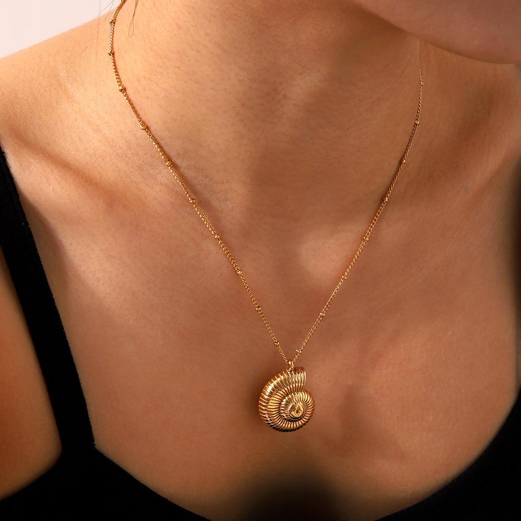 Stylish Conch Shell Pendant Titanium Steel Necklace For Women Unique Minimalist Design