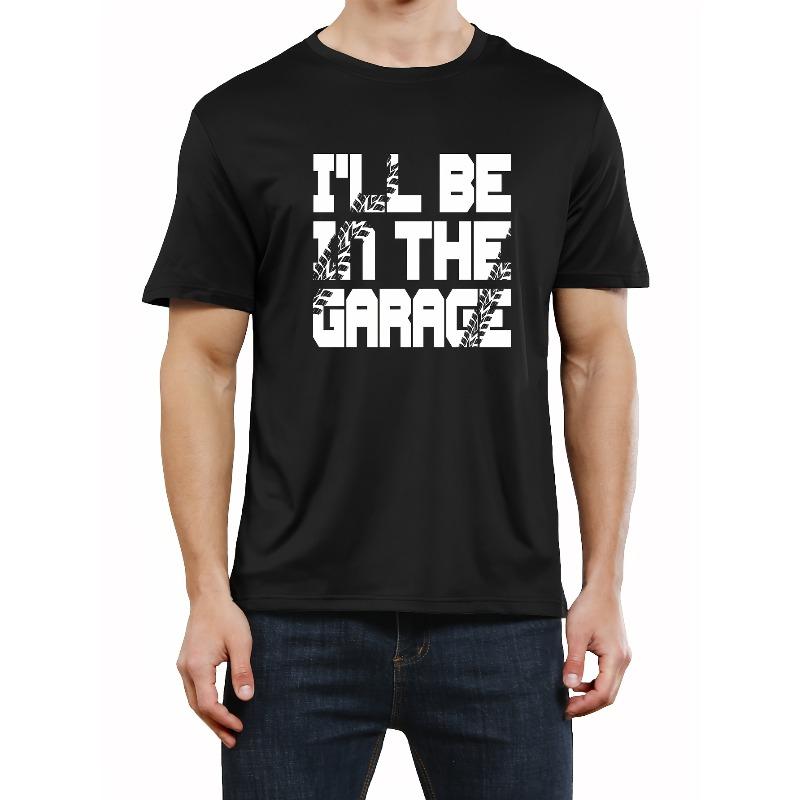 European sizes Mens Garage Print Tee Shirt - Comfortable & Lightweight Short Sleeve Graphic Tee for Summer Casual Wear