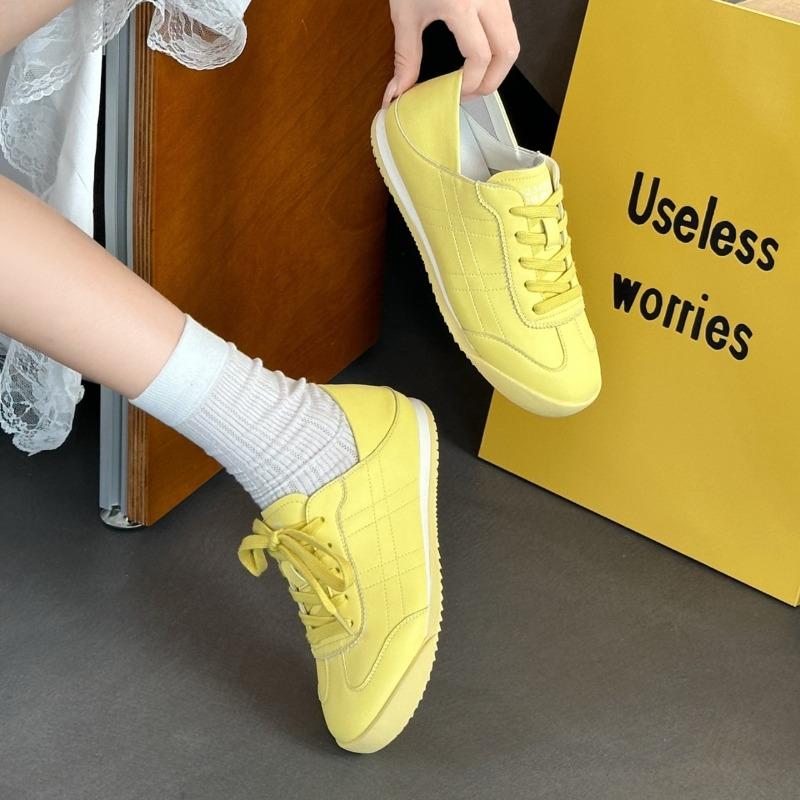 Leather little white shoes women's spring and summer new lace breathable mesh flat-soled casual shoes