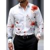 Camisa de Manga Larga con Estampado de Graffiti de Rosas para Hombre, Camisa tipo Cárdigan con Cuello, Top Casual Versátil de Moda Europea y Americana