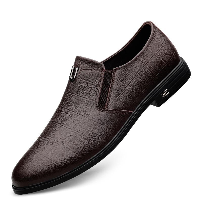 WAERTA Genuine Leather Men Formal Shoes Luxury Brand Men Loafers Dress Moccasins Breathable Slip On Driving Shoe Plus Size 36-46