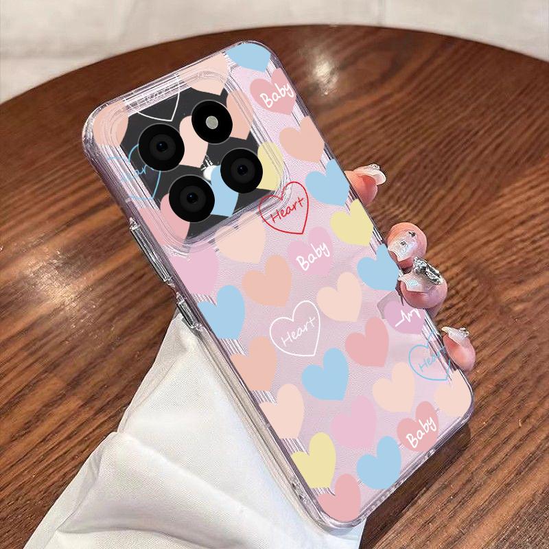 Oil Painting Love Hearts Pattern Case For Xiaomi Redmi Note 15 Pro 4G Funda Redmi Note 14 13 Pro 5G Clear Silicone Soft Cover