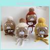 Baby Winter Knit Earmuff Hat With Cute Bear Design For Cold Weather Warmth