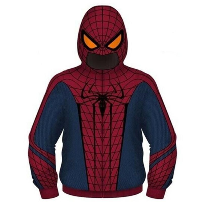 Boys Spring Autumn Spider Series 3D Digital Print Kids Roleplay Masked Long Sleeve Hooded Sweatshirt Kids