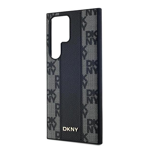Dkny kožené kostkované pouzdro Magsafe s mono vzorem pro Samsung Galaxy S24 Ultra - černé