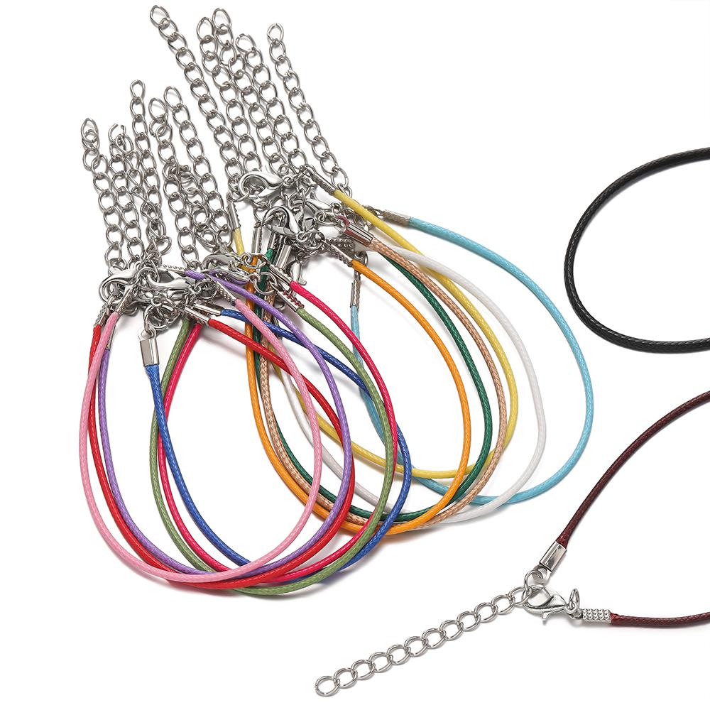 10pcs/Lots 1.5/2mm PU Leather Bracelet Cord  Kit Wax-Coated Braided Strings With Charms for Bracelet Jewelry Making Supplies