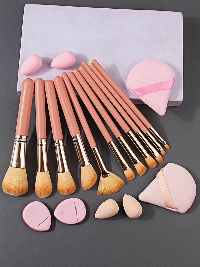 11 makeup brushes +4 sponge powder puffs +4 mini beauty eggs, non-latex, reusable, multi-functional daily travel makeup tools