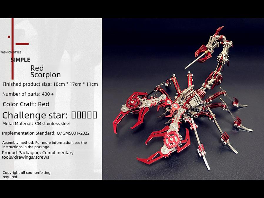 Red Scorpion King 3D Steel Puzzle - High Difficulty Metal Model Toy
