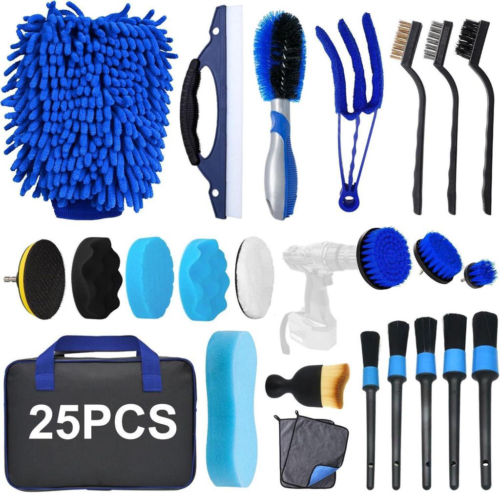 22-teiliges professionelles Autoreinigungskit: Bürsten für Räder, Klimaanlage und Innenraum zur sicheren Dekontamination