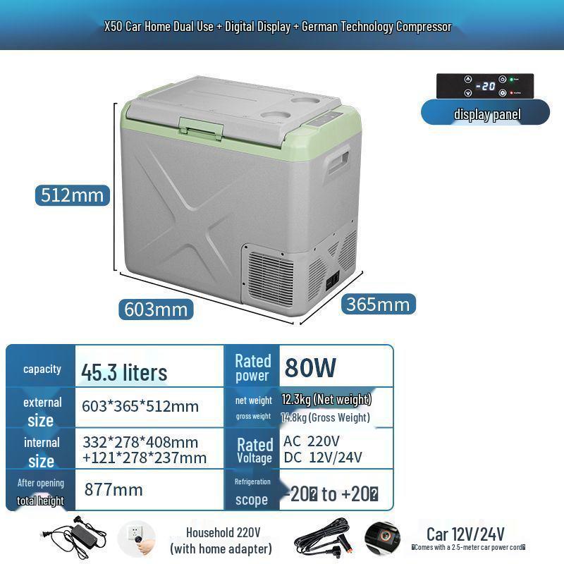 Ice Tiger Portable Car & Home Dual-Use Refrigerator Freezer, 12V/24V, Suitable for Cars and Vans